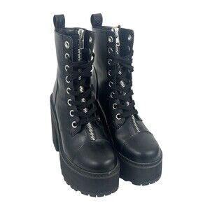 Killstar Pit Princess Dark Gothic Platform Combat Boots Black Women’s Size 8